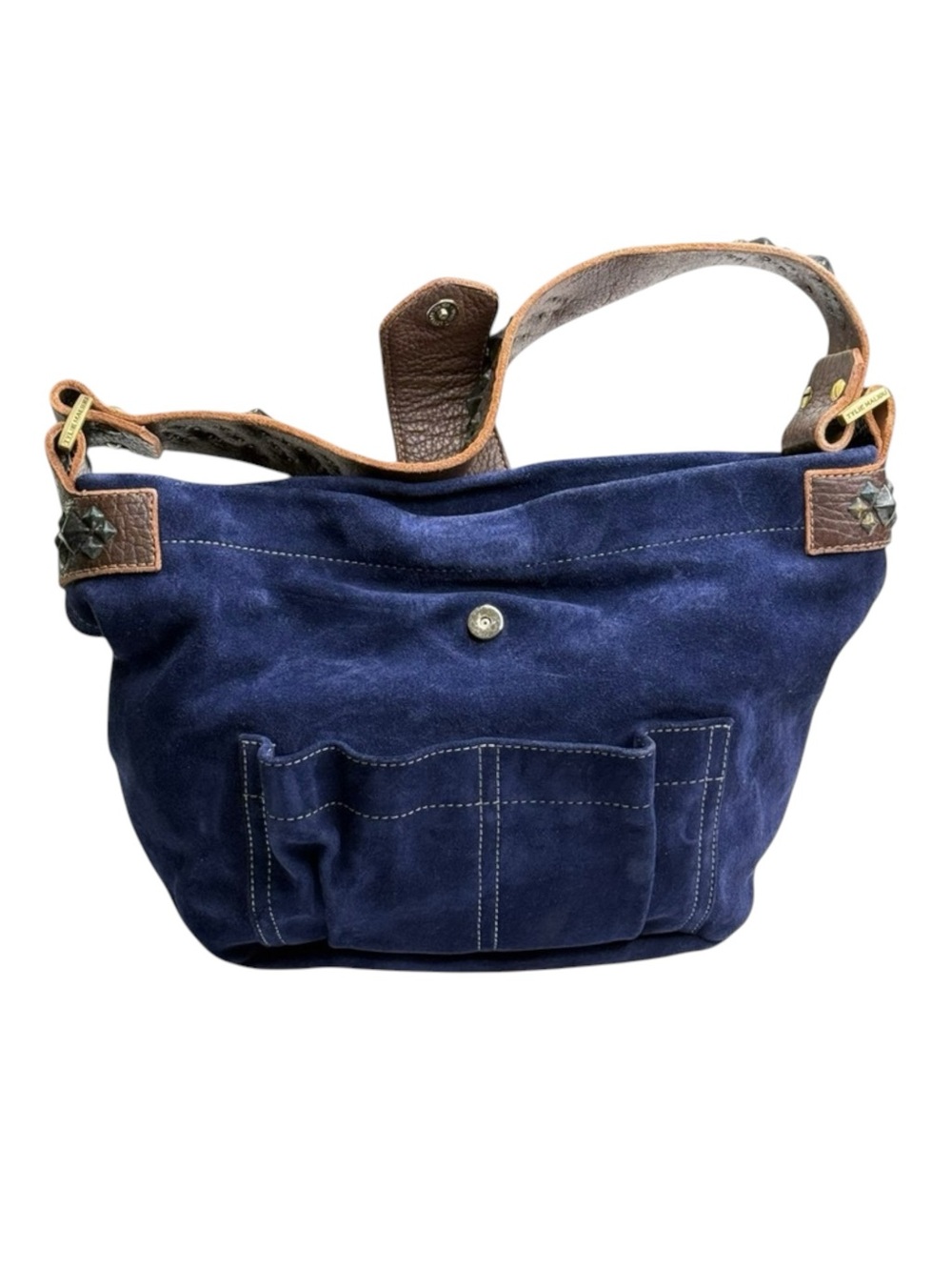 Limited Edition: Tylie ᪣ Y2K Utility Suede Hobo Bag ᪣ Pyramid Stud Strap ᪣ Blue - Picture 11 of 16